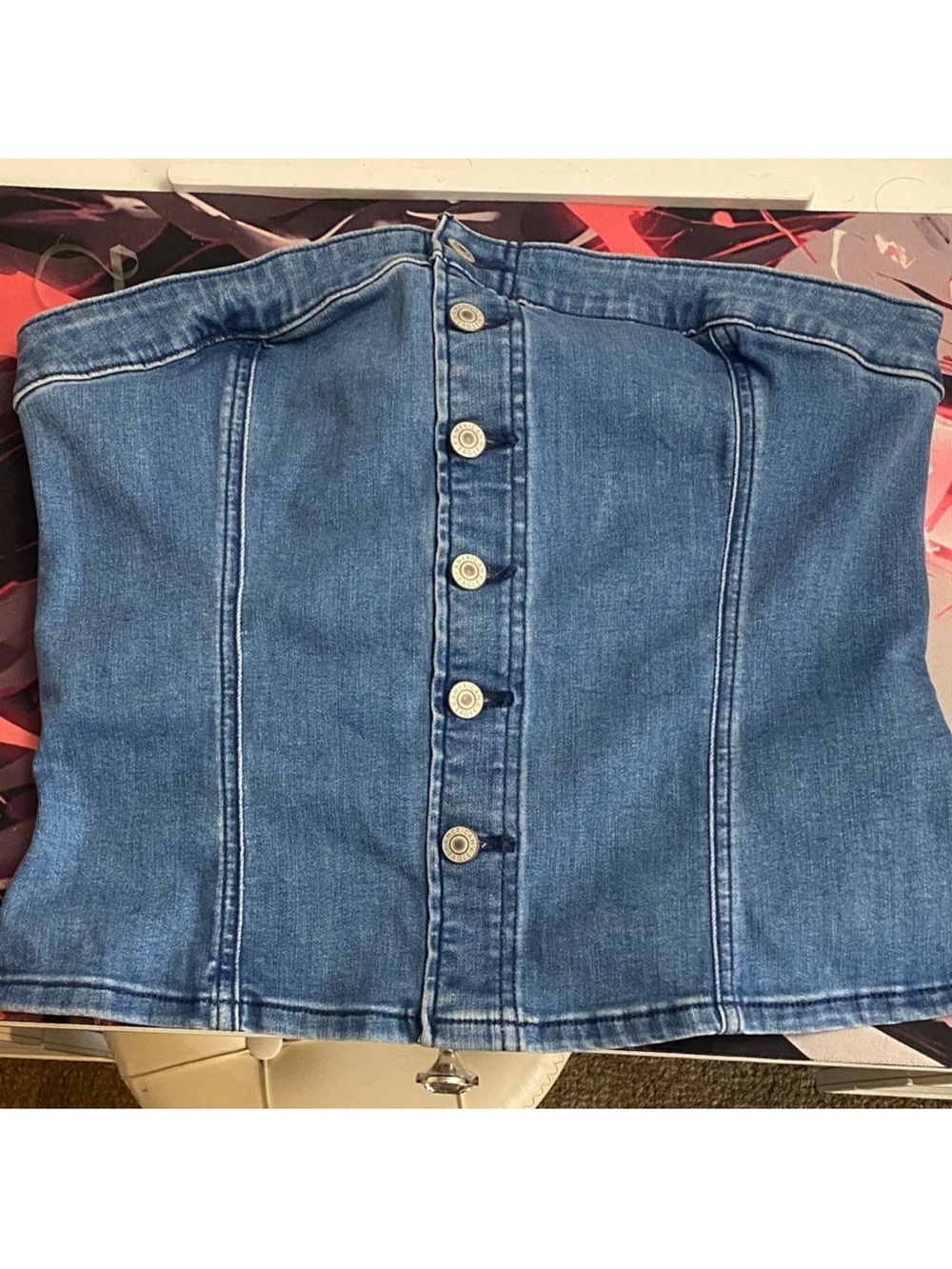 American Eagle Outfitters Light Blue Denim Strapless Bustier